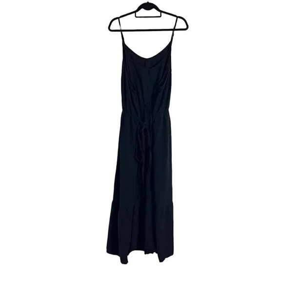 Ava & Viv Black Maxi Dress Size 3X Spaghetti Straps Waist Tie Casual Plain Basic - Picture 2 of 8